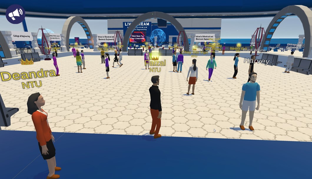 NTU Open House Metaverse Screenshot of users in the lobby area