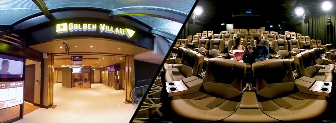 Golden Village (GV) Virtual Reality Screenshots of the extrance and cinema seating
