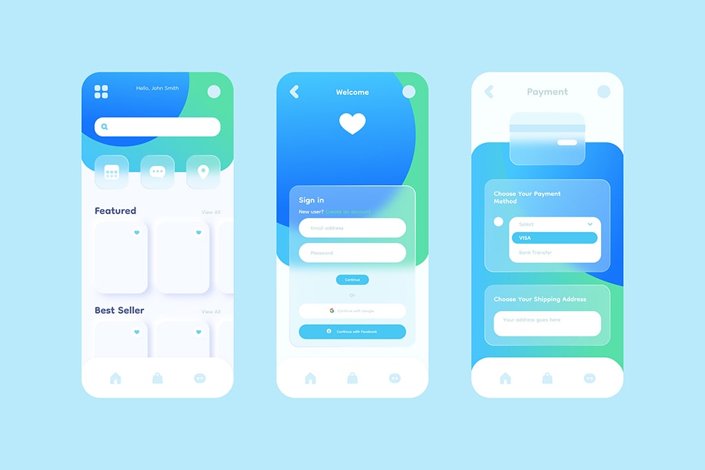 VizioFly Mobile Application Development, illustration of app user interface