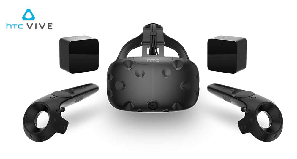HTC Vive headset with 2 lighthouses