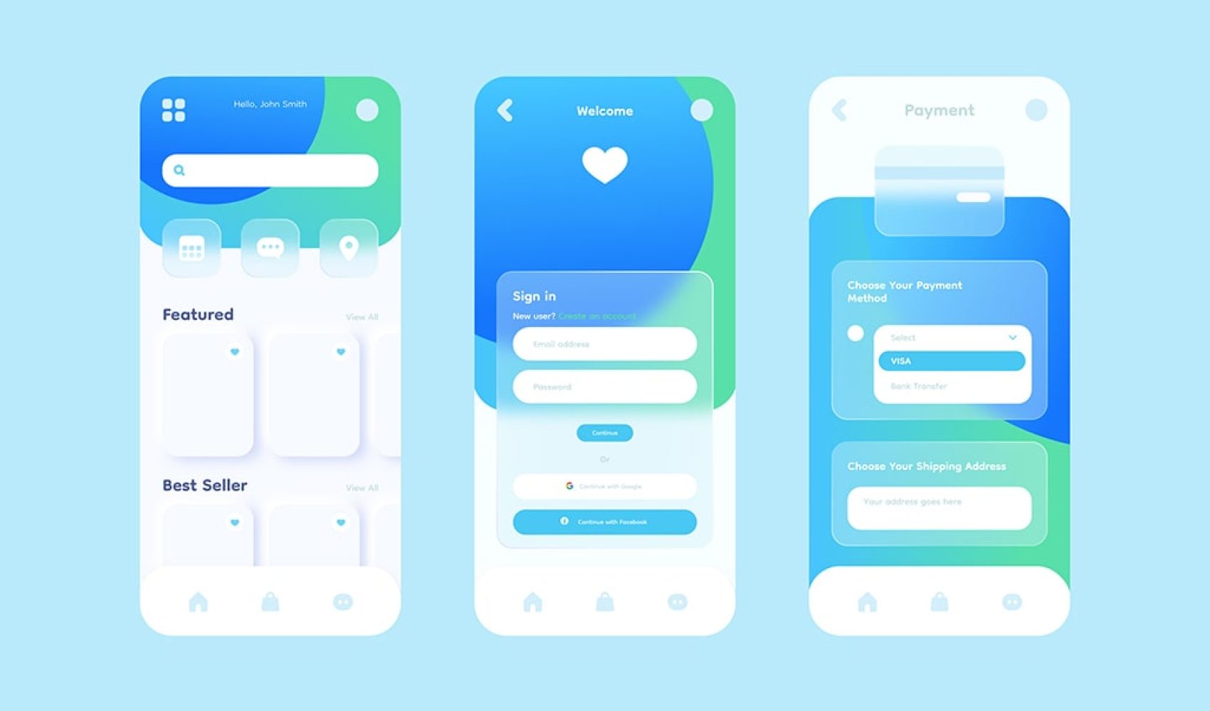 VizioFly Mobile Application Development, illustration of app user interface